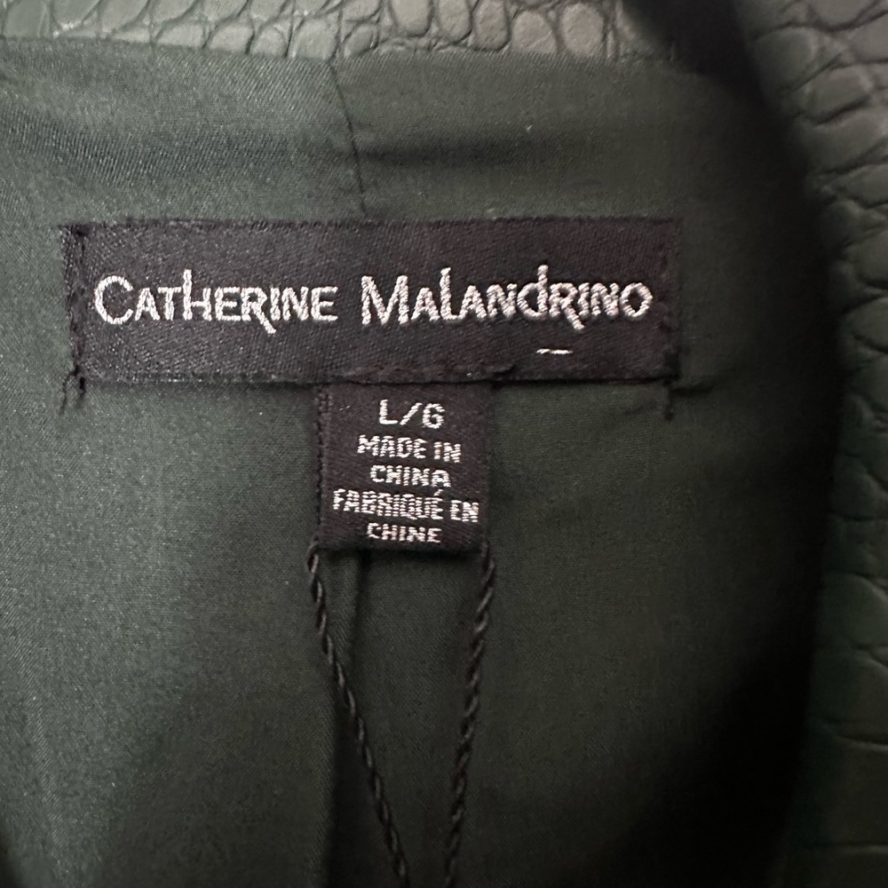 Catherine Malandrino Dark Green Croc-Embossed Moto Jacket - Picture 4 of 10